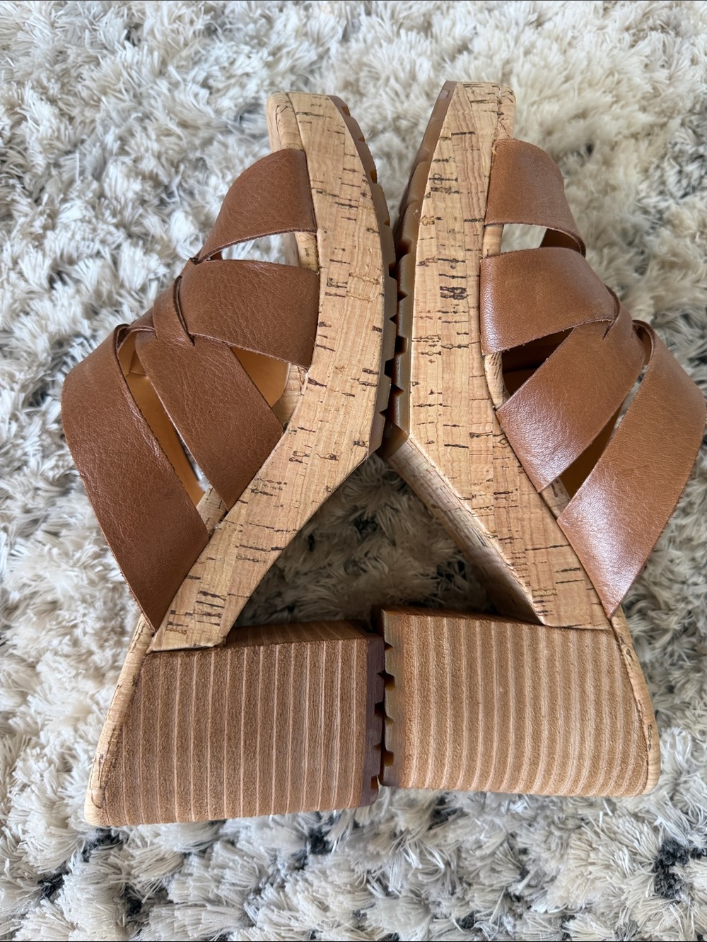 Kork-Ease Tan Woven Leather Cork Slide Mules - Picture 4 of 6